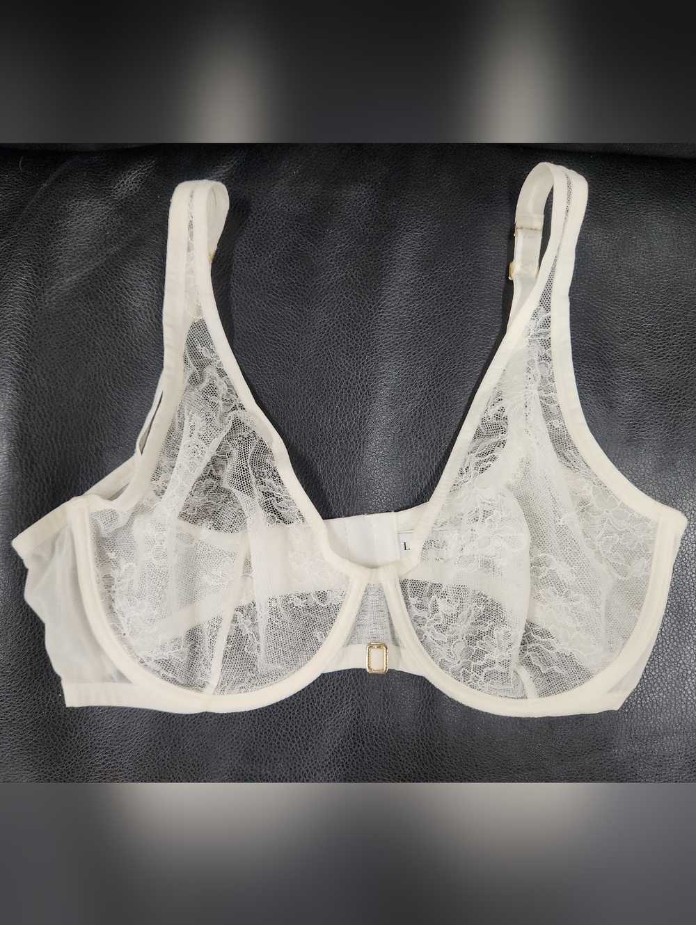 La Perla Eva Bra Ivory Sheer Floral Lace Underwire 36 D